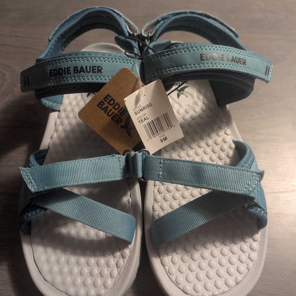 Eddie Bauer Women Sandals SUNRISE 8M Adjustable Straps Gray and Teal